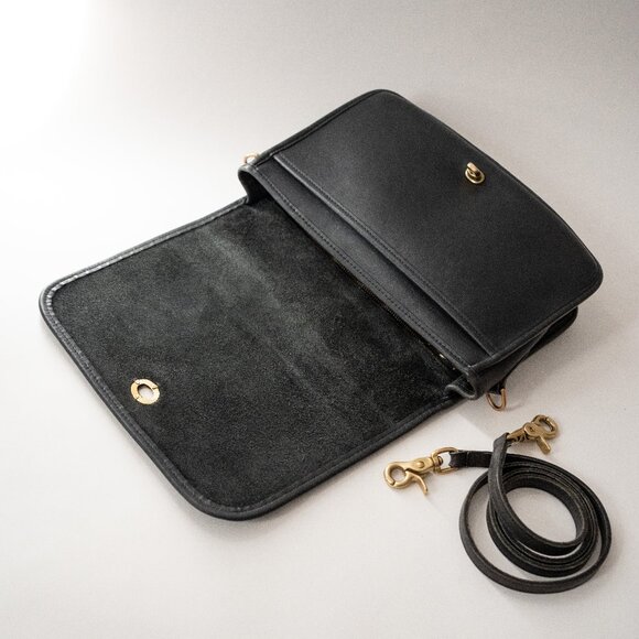 Vintage Coach Convertible Clutch - Black Leather Crossbody Made 1989 - Picture 14 of 16